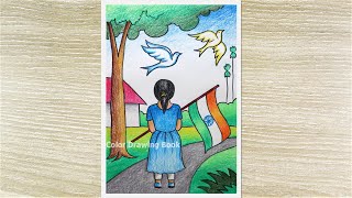 Independence Day Drawing Easy Steps, Independence Day Drawing For Beginners