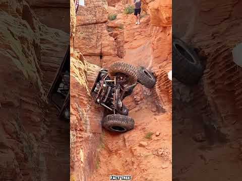 Stuck between two rocks… but the driver wasn’t giving up