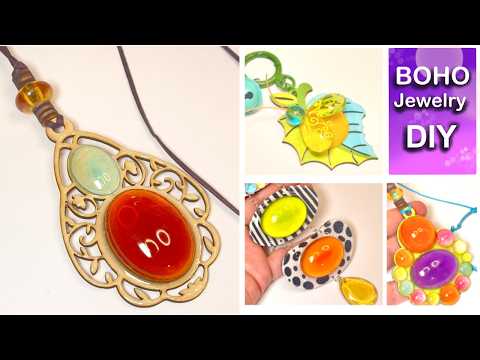 DIY -  Stunning  Boho Jewelry made with wood & Resin! tutorial