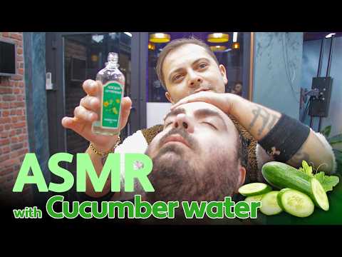 CUCUMBER WATER MASSAGE | ASMR Barber Massage For Sleep Relief (head massage - leg massage)