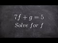 Solving Literal Equations Concepts