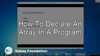 How to declare an Array in a Program