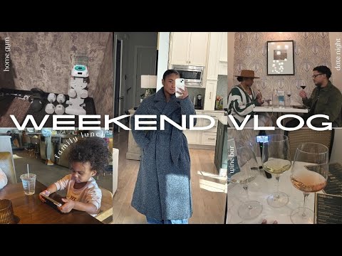 VLOG || moving into the new office, wine bar date night, finishing my home gym, family lunch!