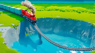 Trains vs Water Pit - Trains with Curved Rails - BeamNG Drive 2025