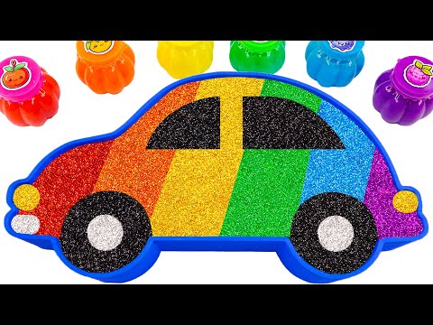 Satisfying Video | How To Make Rainbow Car Bathtub With Glitter Slime Cutting ASMR | Making By Yo Yo