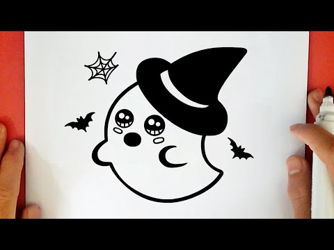 COMO DIBUJAR UN FANTASMA DE HALLOWEEN KAWAII