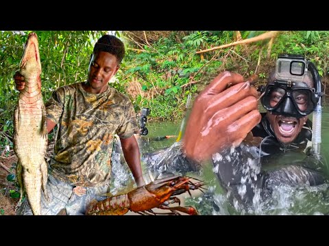 Outdoor Cooking Giant Invasive Crayfish And Crocodile Catch And Cook