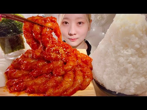 ASMR Raw Shrimp Kimchi【Mukbang/ Eating Sounds】【English subtitles】