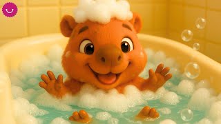 CAPIBARA BEBÉ en su primer BAÑO 🛁 Historia adorable ✨ Dibujos infantiles IA