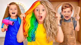 Nastya and DIY beauty salon with Friends
