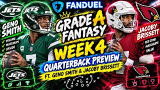Grade A Fantasy: Week 4 Quarterback preview for Fan duel main slate ft. Geno Smith & Jacoby Brissett