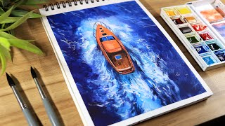 Watercolor Painting Idea Relaxing Water Waves Step by Step