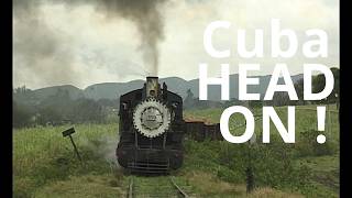 TOO CLOSE!” Steam Train Charges Camera on Steep Cuban Cane Line. Black smoke & 80 year old engine.