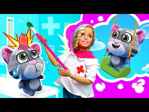 👩‍⚕️ 🙀 Tom Gatto Parlante cade dall'altalena, aiuto! Chiamiamo la Dottoressa Barbie!