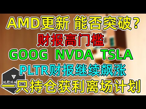 美股 AMD重要更新，能否突破？财报高门槛！GOOG、NVDA、TSLA跟踪！美、加、墨贸易战结束！PLTR财报继续飙涨！一个持仓获利离场计划！