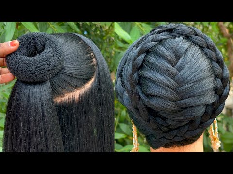 Very Beautiful Braid Bun Hairstyle For Wedding Guest | Easy Hairstyle | Bun Hairstyle |