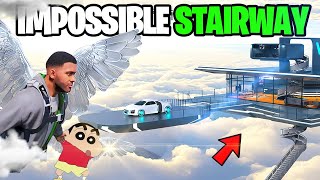 FRANKLIN AND SHINCHAN TRIED IMPOSSIBLE STAIRWAY TO FLYING HOUSE CHALLENGE GTA 5
