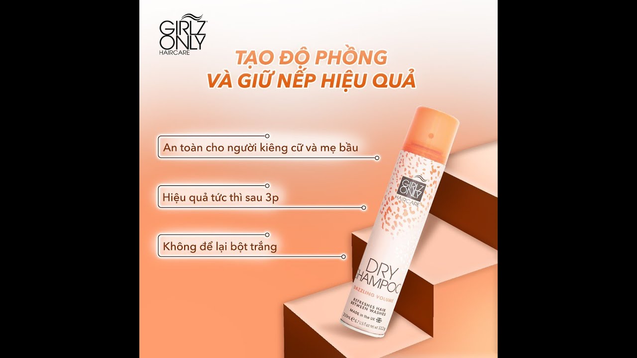 Dầu Gội Girlz Only Dry Shampoo Dazzling Volume Tóc Bồng Bềnh Tức Thì 200ml