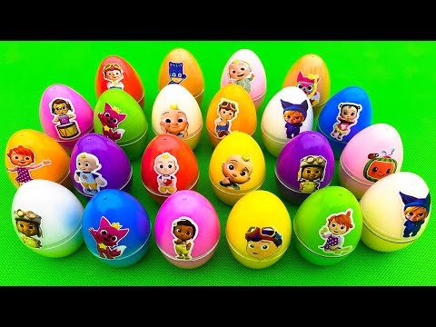 Rainbow eggs - looking for cute cocomelon in slime mixed colorful clays, #satisfying asmr slime