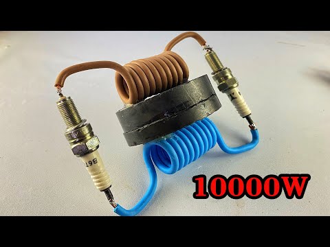 How to make 220v 10000w free electricity energy use big copper wire with spark plug 2025