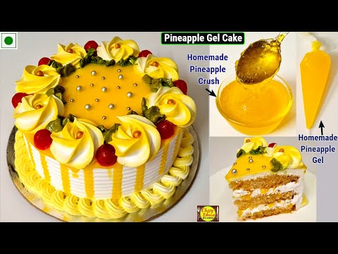 Easy Pineapple Cake | कुकर में बनाएं बेकरी स्टाइल पाइनएप्पल केक, Pineapple Crush & Gel recipe के साथ
