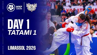 EKF KARATE | Day 1 - Tatami 1 | EKF Cadet, Junior & U21 Championships Limassol