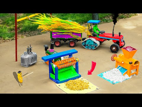 Diy tractor making mini automatic paddy thresher machine science project