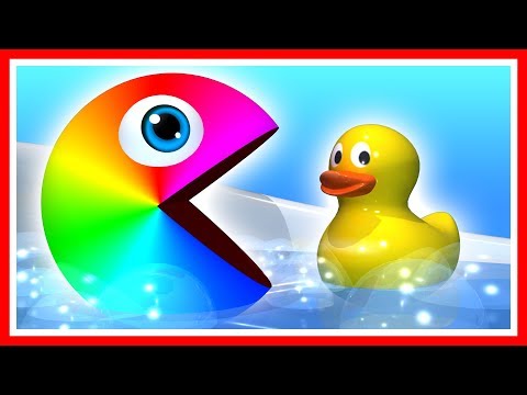 Learn colors and get clean with Pacman as he explores his bathroom