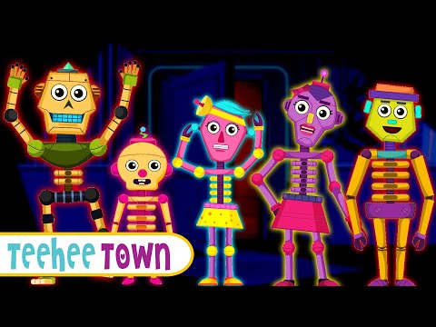 Skeleton Robot Finger Family - Midnight Lab Story | Spooky Songs For Kids by Teehee Town
