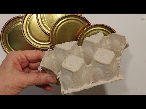 Я взяла Мешковину, Яичный лоток и Крышки и вот что получилось! Результат Потрясающий!! DIY 2 идеи