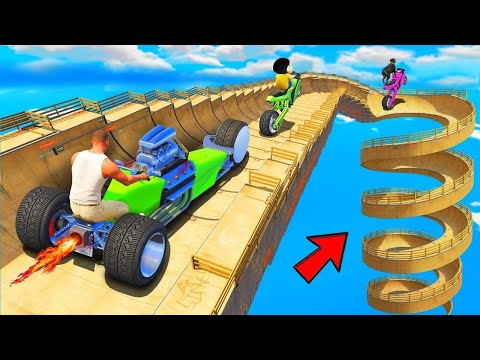 Franklin Shinchan Tried Spiral Binding Speed Booster Ramp Challenge | Gta V Bangla Gameplay