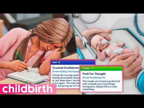 REALISTIC CHILDBIRTH NURSING UPDATE! Nursing Program, Perform Ultrasound, Urine Tests - The Sims 4