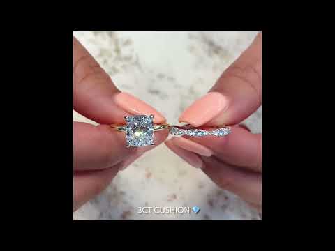 3 carat Cushion Cut Diamond Yellow Gold Solitaire Ring
