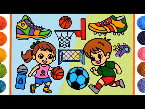 Sports Balls, Soccer vs Basketball 🏀⚽️ | Jelly Painting for Kids, Children | Football Clay drawing