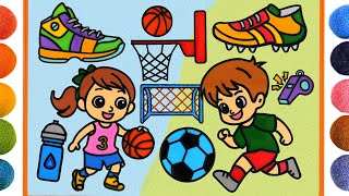 Sports Balls, Soccer vs Basketball 🏀⚽️ | Jelly Painting for Kids, Children | Football Clay drawing