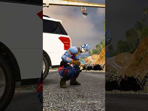Captain America Called Spider-Man To Save His GF From Giant Spiders #shorts #youtubeshorts #gta5