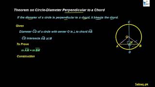 Theorem on Circle Diameter Perpendicular to a Chord