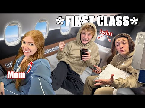 TEEN TWINS (first class) 14 hour flight ACROSS THE WORLD *13th birthday SURPRISE*