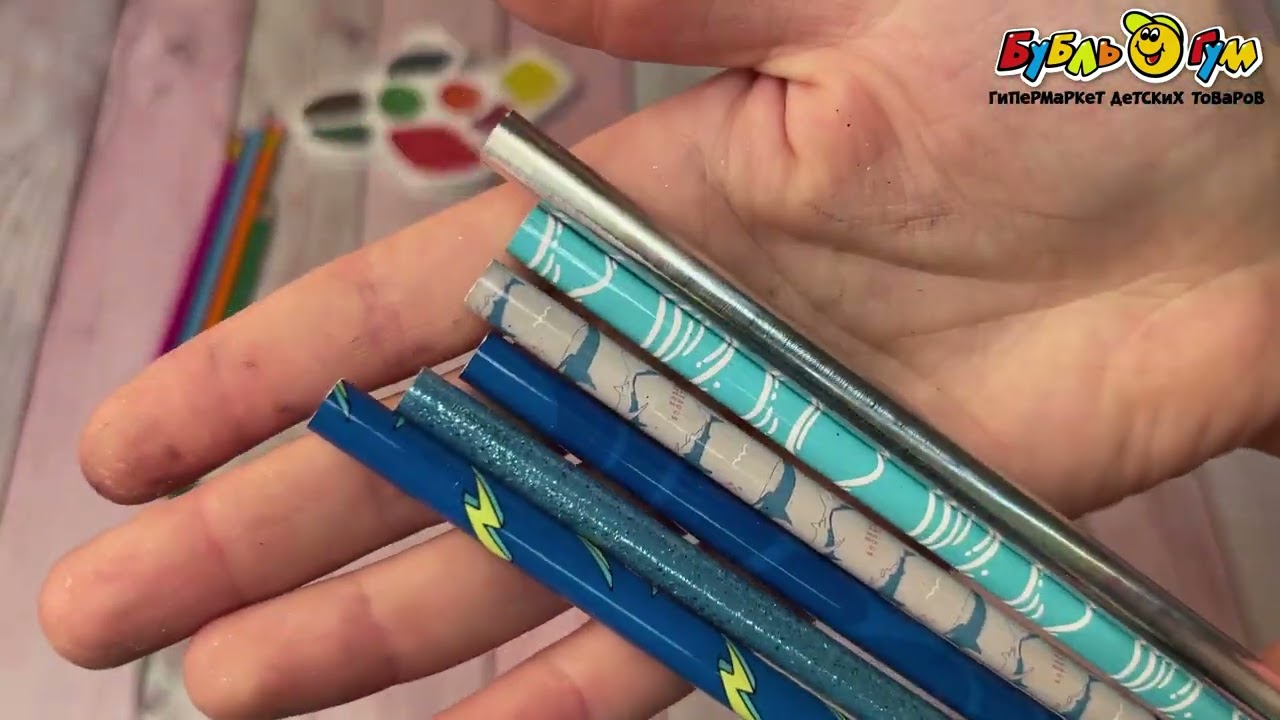 Набор чернографитных карандашей Акула 6шт в ассортименте - видео