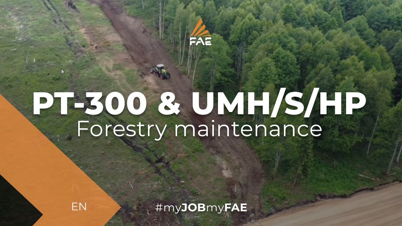 Video Forestry mulcher on FAE tracked vehicle in clearing soil from stumps and shrubs