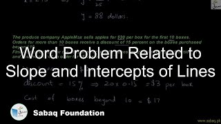 Word Problem Related to Slope and Intercepts of Lines