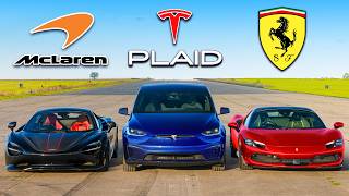 Tesla Model X PLAID v Ferrari 296 v McLaren 750S: WYŚCIG