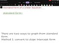 Exploring Standard Form of Linear Equations