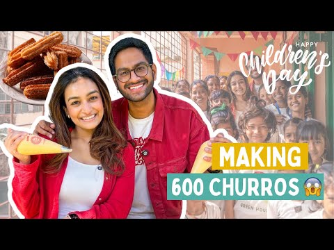 MAKING 600 CHURROS for 40 kids | SHIVESH TRIES HIS BEST | BULK COOKING ft @snehasinghi