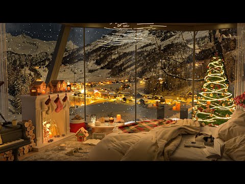 4K Christmas Holiday Serenity in Luxury Living Room 🎹 Christmas Jazz Music for Sleeping, Relaxing