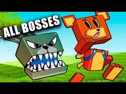 Super Bear Adventure - All Game Bosses - Turtle Golem,Yeti,Guardian,Subject no. 1706,Queen Beeatrice