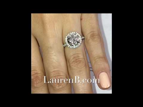 2.78 ct Round Diamond Halo & Two-Row Engagement Ring