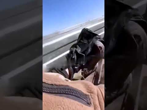 Russian soldier ejected from truck after driver hits speed hump