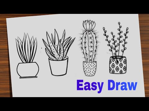 Flower pot drawing easy | flower drawing | Flower Tub Drawing  | flower pot