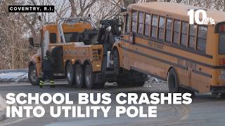 School bus evacuated following crash into utility pole in Coventry